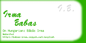 irma babas business card